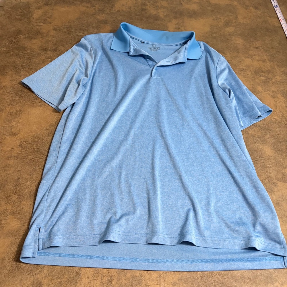 Adidas Polo Shirt Mens XLT Blue Primegreen Short Sleeve Heathered Golf